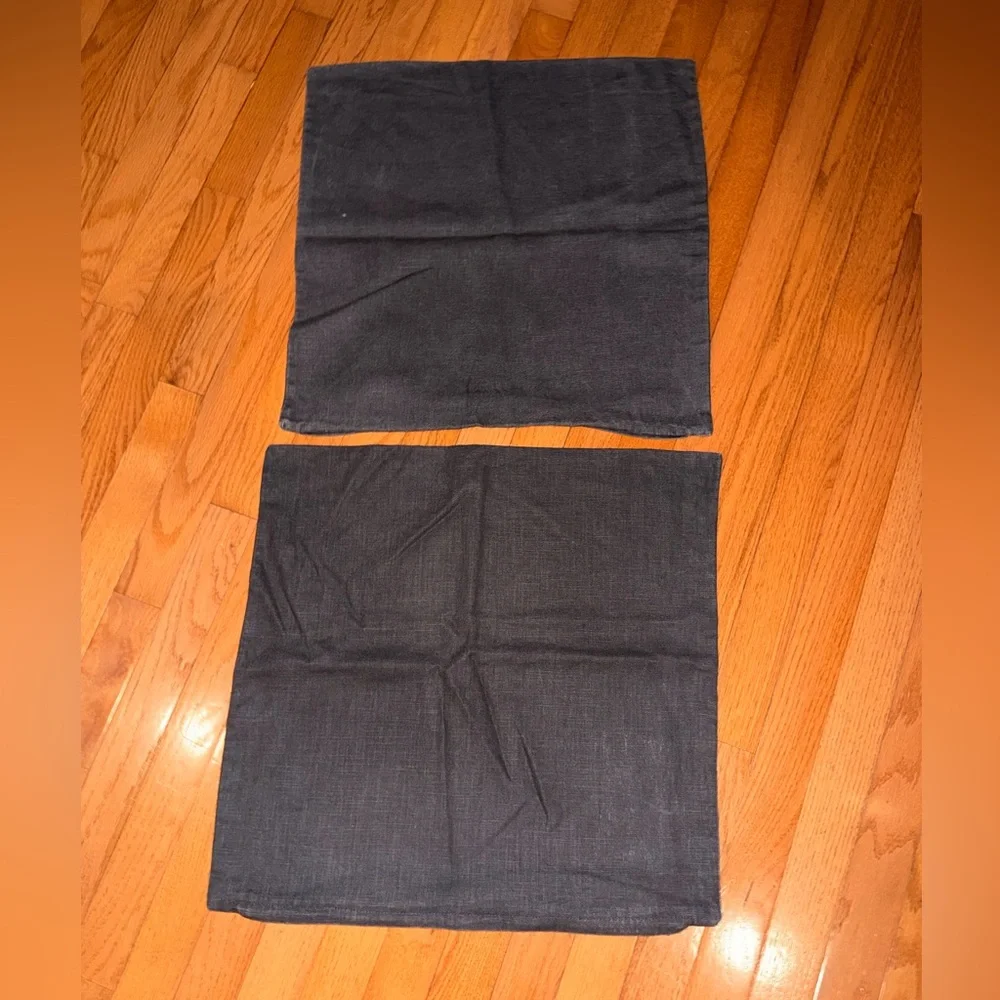 2 IKEA Vigdis Pillow Covers 20 x 20 Dark Gray 100% Natural Ramie Cloth Washable